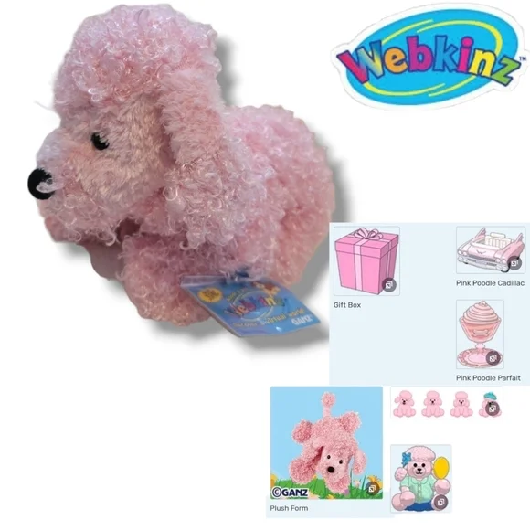 GANZ WEBKINZ New with Codes/Tags 4 Poodle Lot Pink/ Black/ 2 White